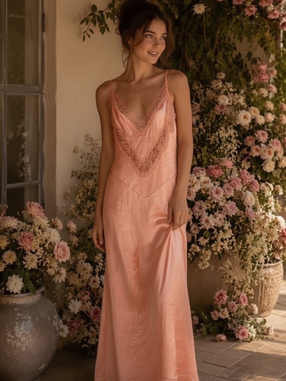 Free People maxi dress in satin and lace boho textured v-neck evening long 2
